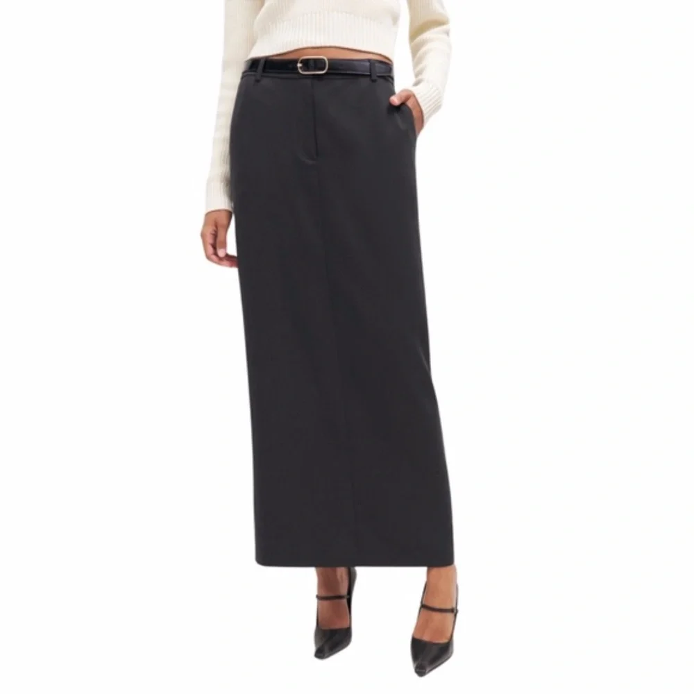 NEW Reformation Cairo Mid Rise Maxi Skirt Black 12